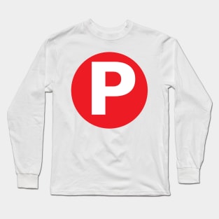 Letter P Big Red Dot Letters & Numbers Long Sleeve T-Shirt